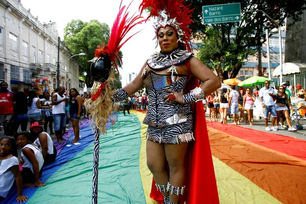 Salvador Bahia Brasil Setembro 2014 Pessoas São Vistas Durante Desfile — Fotografia de Stock