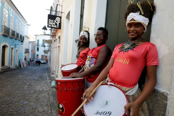 Salvador Bahia Brasil Fevereiro 2019 Crianças Banda Dida São Vistas — Fotografia de Stock