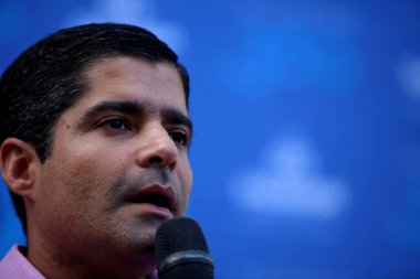 Salvador, Bahia / Brezilya - 5 Şubat 2018: Acm Neto, Salvador Belediye Başkanı bir etkinlik sırasında görüldü..