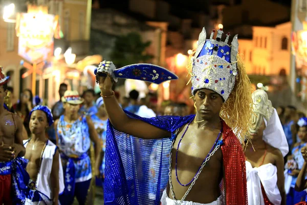 Salvador Bahia Braziliaans Maart 2016 Leden Van Het Carnavalsblok Afoxe — Stockfoto