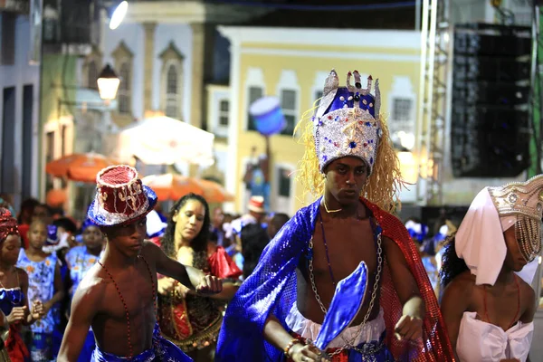 Salvador Bahia Braziliaans Maart 2016 Leden Van Het Carnavalsblok Afoxe — Stockfoto