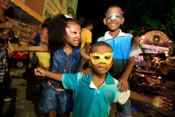 Salvador Bahia Brazil February 2016 Children Seen Circuito Batatinha Pelourinho — стоковое фото