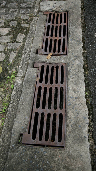 salvador, bahia / brazil - June 27, 2020: manhole grating for rainwater drainage is seen in a condominium in the city of Salvador
. 