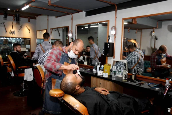 Salvador Bahia Brasilien Juli 2018 Friseur Wird Einem Friseursalon Der — Stockfoto