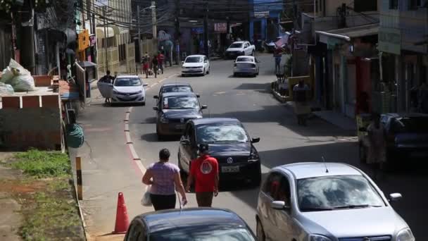 Salvador Bahia Brasil Julio 2020 Vista Del Movimiento Personas Vehículos — Vídeo de stock