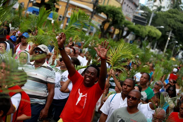 Salvador Bahia Brasil Março 2015 Católicos São Vistos Carregando Ramos — Fotografia de Stock