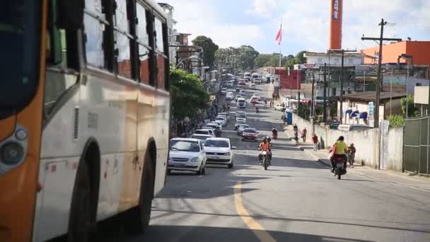 Salvador Bahia Brasil Julho 2020 Visão Circulação Pessoas Veículos Durante — Vídeo de Stock