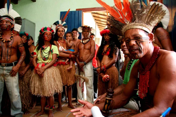 Porto Seguro Bahia Brazil Luty 2008 Indianie Grupy Etnicznej Pataxo — Zdjęcie stockowe