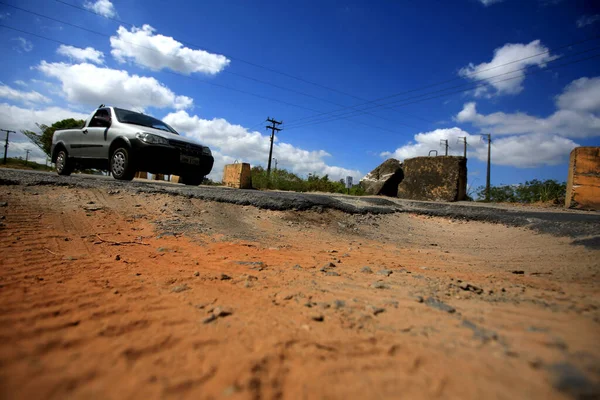 Camacari Bahia Brazil December 2015 Hole Asphalt Seen Access Road — Stock Photo, Image