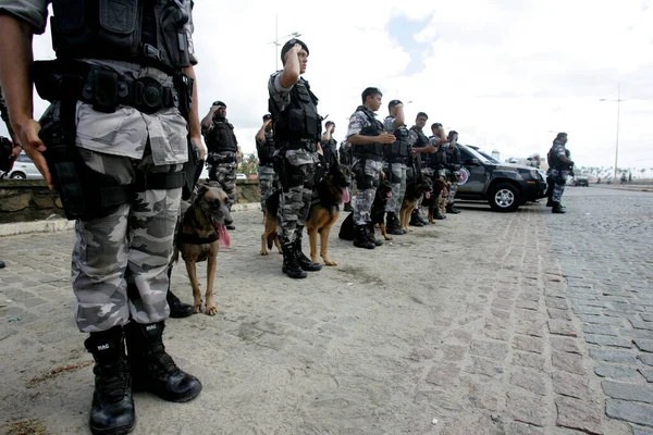 Salvador Bahia Brasil Diciembre 2012 Agentes Policía Militar Bahía Son —  Fotos de Stock