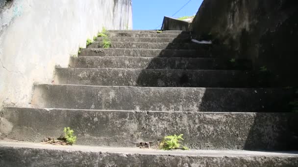 Salvador Bahia Brazil Июля 2020 Года Ребенка Видели Поднимающимся Лестнице — стоковое видео