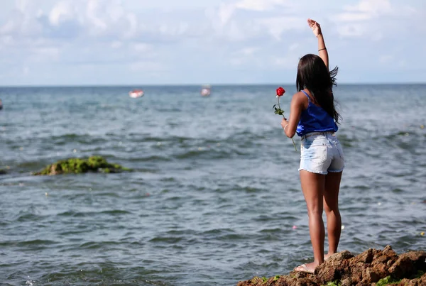 Salvador Bahia Brazil Februari 2015 Aanhangers Van Candomble Zijn Zien — Stockfoto