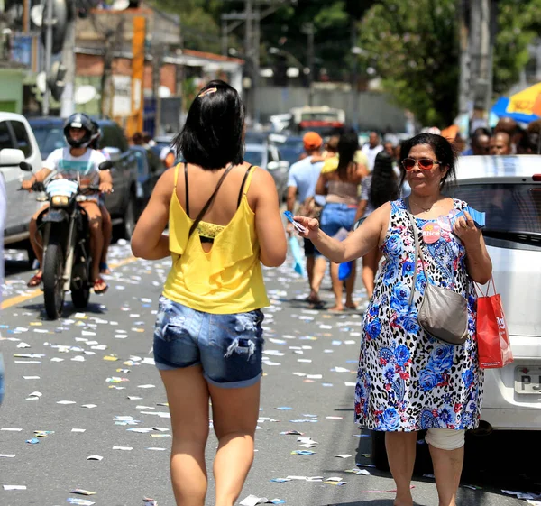 Salvador Bahia Brasil Outubro 2016 Pessoa Vista Fazendo Distribuição Panfleto — Fotografia de Stock