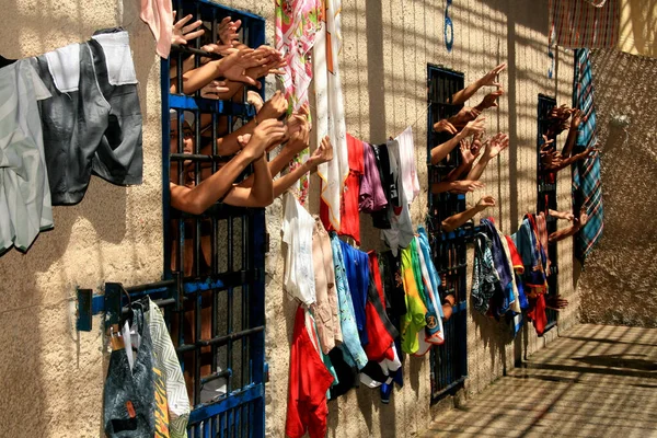 Eunápolis Bahia Brasil Dezembro 2008 Presos São Vistos Celas Cadeia — Fotografia de Stock