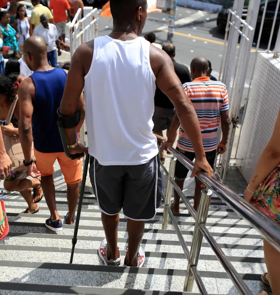 Salvador Bahia Brazil September 2017 People Using Mulete Seen Descent — Stock Photo, Image