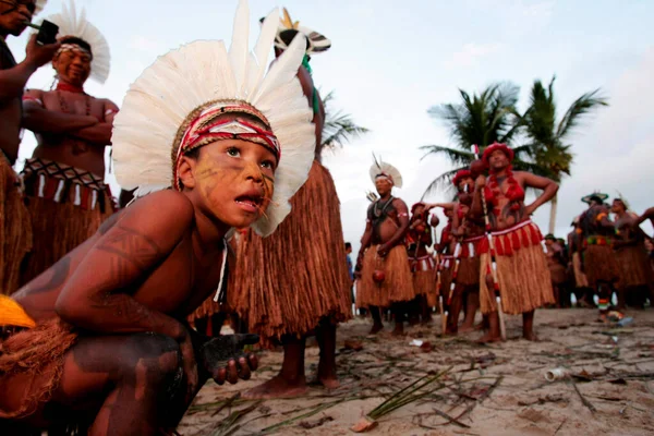 Santa Cruz Cabralia Bahia Brasil Abril 2010 Índios Pataxo São — Fotografia de Stock