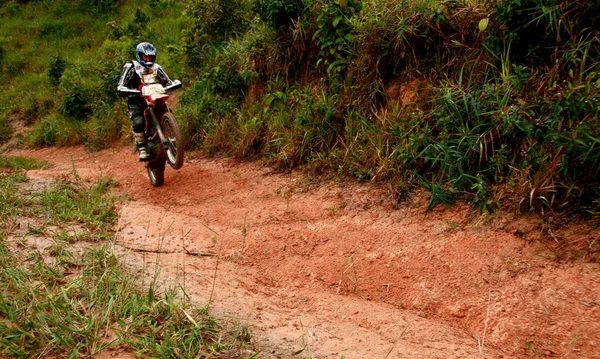 Porto Seguro Bahia Brazil Aprile 2009 Motociclista Viene Visto Durante — Foto Stock