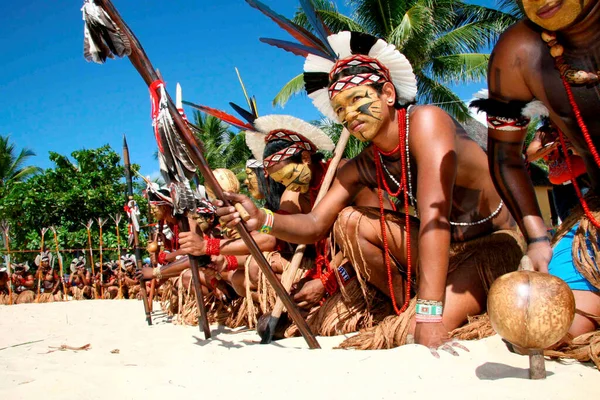 Santa Cruz Cabralia Bahia Brazil Kwiecień 2010 Indianie Patax Widoczne — Zdjęcie stockowe