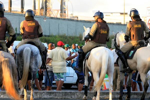 Salvador Bahia Brezilya Nisan 2014 Bahia Eyaletinden Atlı Polis Memurları — Stok fotoğraf