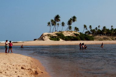 Conde, Bahia / Brezilya - 9 Eylül 2012: Bahia 'nın kuzey kıyısındaki Conde şehrinde Barra do Itariri manzarası.