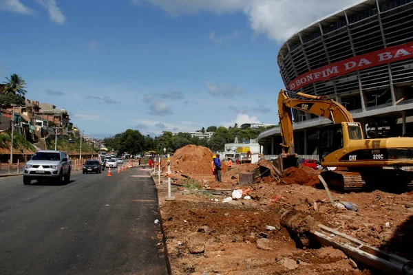 Salvador Bahia Brasil Abril 2013 Construção Sistema Viário Torno Arena — Fotografia de Stock