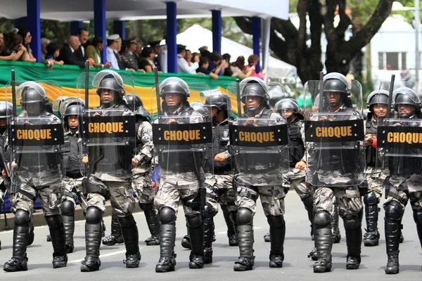 Salvador Bahia Brasil Septiembre 2014 Miembro Del Batallón Choque Policía —  Fotos de Stock