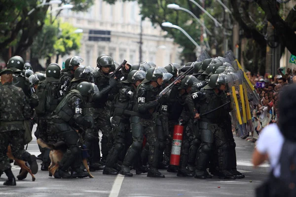 Salvador Bahia Brasil Septiembre 2014 Soldados Del Ejército Brasileño Son —  Fotos de Stock