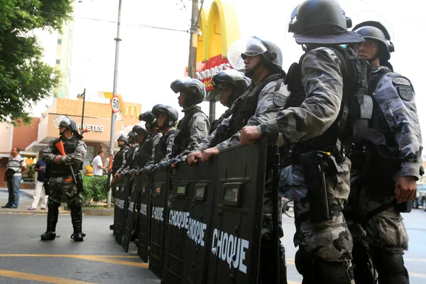 Salvador Bahia Brazilsko Června 2014 Policisté Praporu Bahijské Vojenské Policie — Stock fotografie