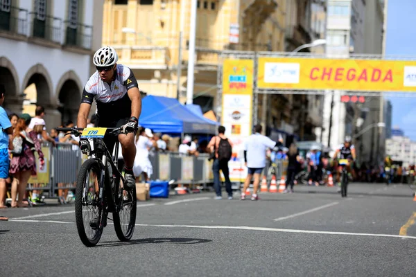 Salvador Bahia Brazil Sierpień 2016 Cisclist Podczas Bike Run Wyzwanie — Zdjęcie stockowe