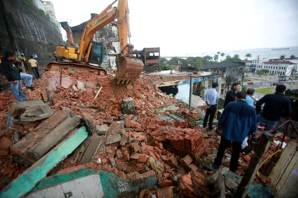 Salvador Bahia Brazil Maggio 2015 Macchine Terne Demolizione Edifici Distrutti — Foto Stock
