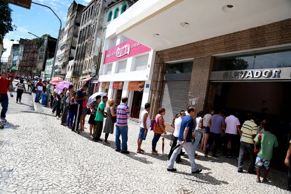 Salvador Bahia Brasil Maio 2015 Pessoas São Vistas Fila Para — Fotografia de Stock