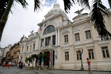Salvador, Bahia / Brezilya - 23 Mayıs 2015: Salvador şehrinin tarihi merkezindeki Rio Branco Sarayı manzarası.