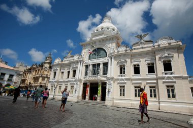 Salvador, Bahia / Brezilya - 23 Mayıs 2015: Salvador şehrinin tarihi merkezindeki Rio Branco Sarayı manzarası.