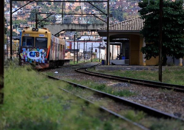 Salvador Bahia Brazil November 2015 Suburban Train Seen Passing Lobato — Stock Photo, Image
