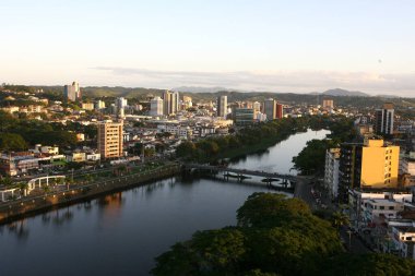 Itabuna, Bahia / Brezilya - 30 Ocak 2012: Bahia 'nın güneyindeki Itabuna şehrinin havadan görünüşü.