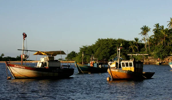 Porto Seguro Bahia Brazil Luty 2011 Łodzie Postrzegane Dzielnicy Rio — Zdjęcie stockowe