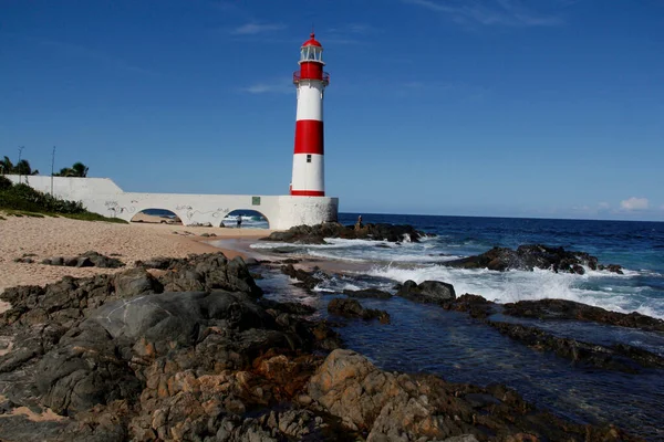 Salvador Bahia Brasil Septiembre 2013 Vista Del Faro Itapua Ponta — Foto de Stock