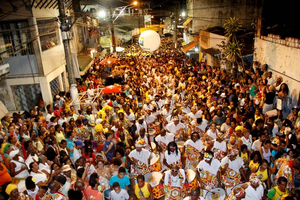 Salvador Bahia Brazil Februari 2013 Leden Van Het Carnavalsblok Ile — Stockfoto