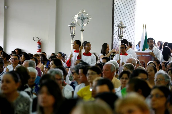 Salvador Bahia Brazilština Října 2014 Lidé Jsou Viděni Při Mši — Stock fotografie