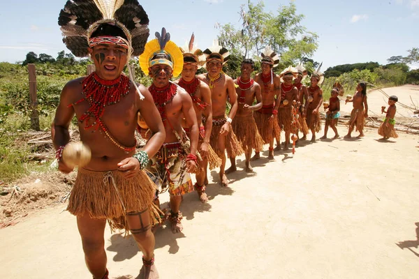 Porto Seguro Bahia Brasil Dezembro 2010 Índios Pataxo São Vistos — Fotografia de Stock