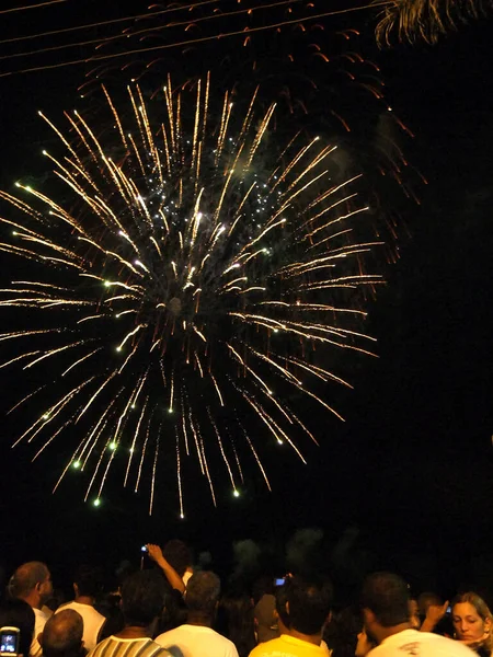 Porto Seguro Bahia Brazilština Ledna 2010 Výbuchy Ohňostroje Během Silvestra — Stock fotografie