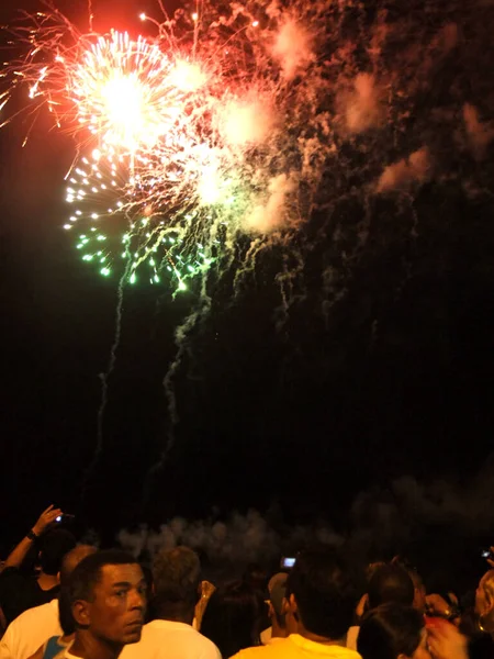 Porto Seguro Bahia Brazilština Ledna 2010 Výbuchy Ohňostroje Během Silvestra — Stock fotografie