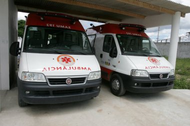 teixeira de freitas, bahia / brrazil - 3 Eylül 2010: Samu 192 koruma ambulansı Teixeira de Freitas şehrindeki Samu üssünde