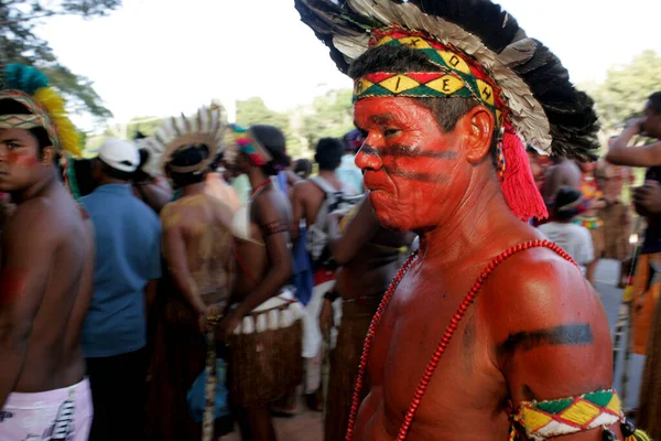 Porto Seguro Bahia Brazil Kwietnia 2010 Indianie Pataxo Postrzegani Podczas — Zdjęcie stockowe