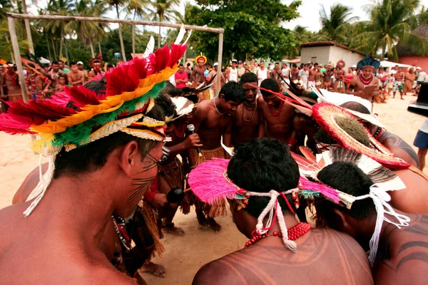 Santa Cruz Cabralia Bahia Brasil Abril 2010 Índios Grupo Étnico — Fotografia de Stock