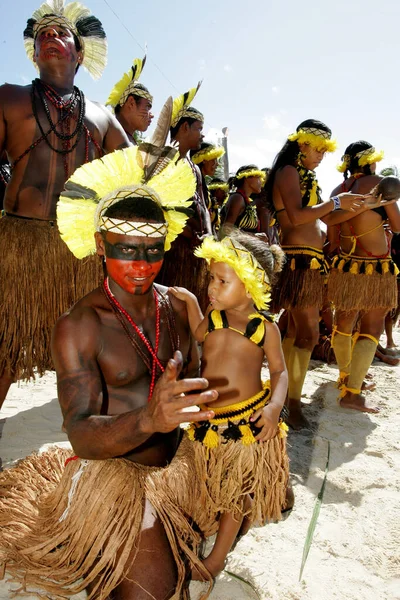 Santa Cruz Cabralia Bahia Brazil April 2011 Indians Pataxo Ethnic — Stock Photo, Image