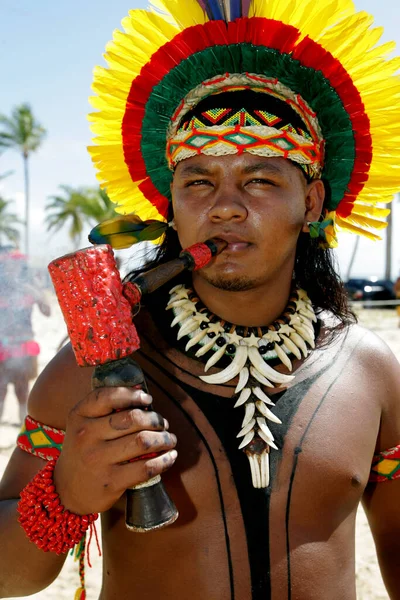 Santa Cruz Cabralia Bahia Brazil Aprile 2011 Gli Indiani Del — Foto Stock