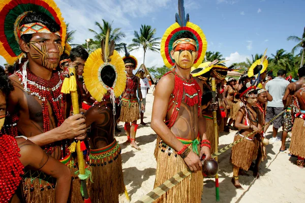 Santa Cruz Cabralia Bahia Brasil Abril 2011 Índios Grupo Étnico — Fotografia de Stock