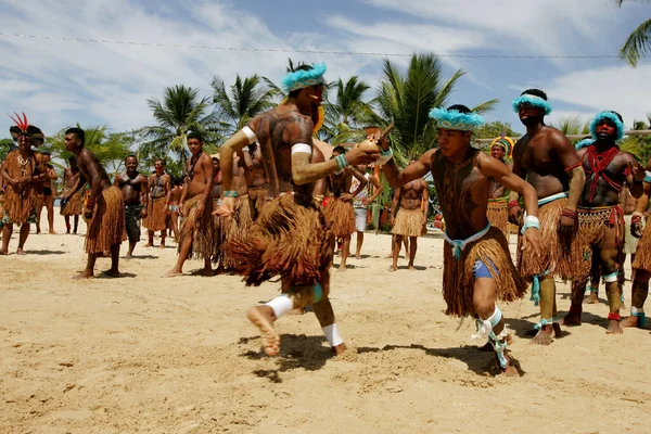 Santa Cruz Cabralia Bahia Brasil Abril 2011 Índios Grupo Étnico — Fotografia de Stock