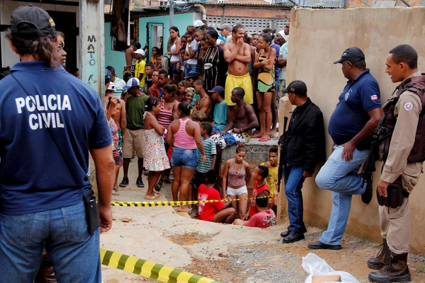 Salvador Bahia Brazilský Ledna 2013 Civilní Policie Vyšetřuje Tělo Zavražděného — Stock fotografie